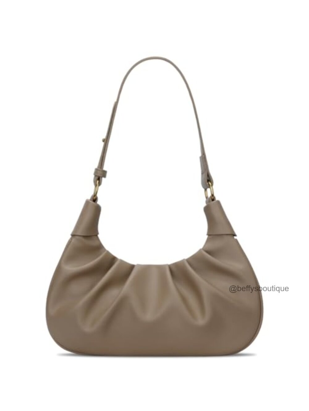 Ruched Crescent Hobo Shoulder Bag Vegan Leather Mini Purse
